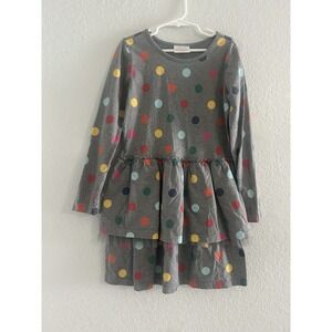 Hanna Andersson Tiered Drop Waist Dress Gray With Dots 8Y